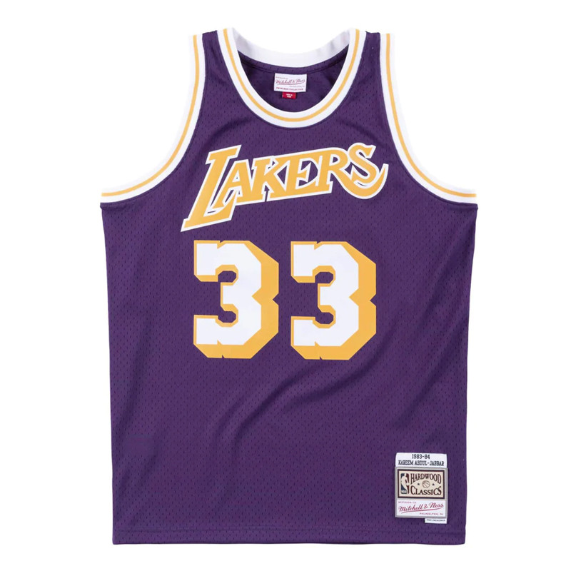 BAJU BASKET MITCHELL N NESS Los Angeles Lakers Road Kareem Abdul-Jabbar Swingman Jersey